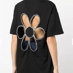 Crystal Daisy cut out relaxed T-shirt in Black